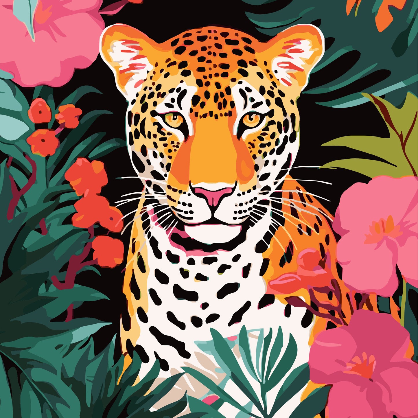 Leopardo Pintura por números 30x40 con bastidor