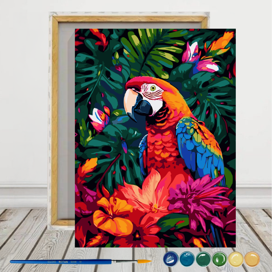 Loro Pintura por números 30x40 con bastidor
