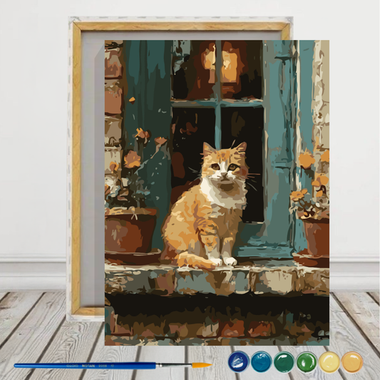 Serenidad Felina Pintura por números 30x40 con bastidor