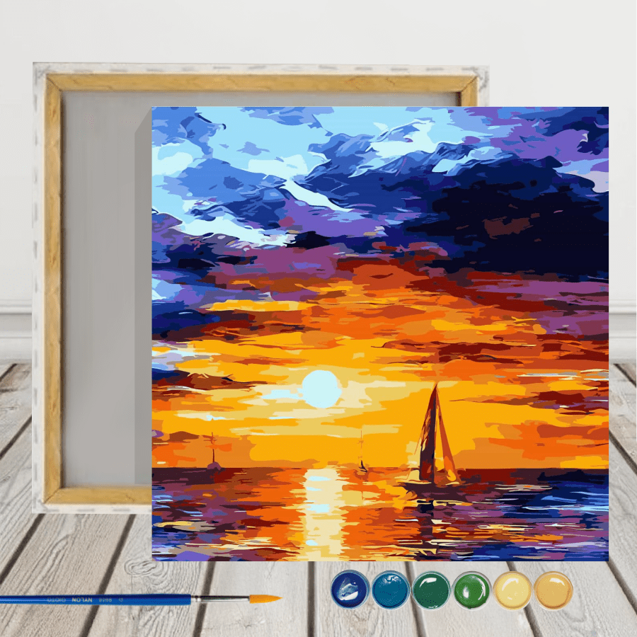 Atardecer en el Mar Pintura por Número 40X50 con Bastidor