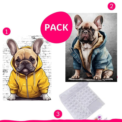 Pack Bulldog Francés Bastidor 30x40 ( 3 Productos)