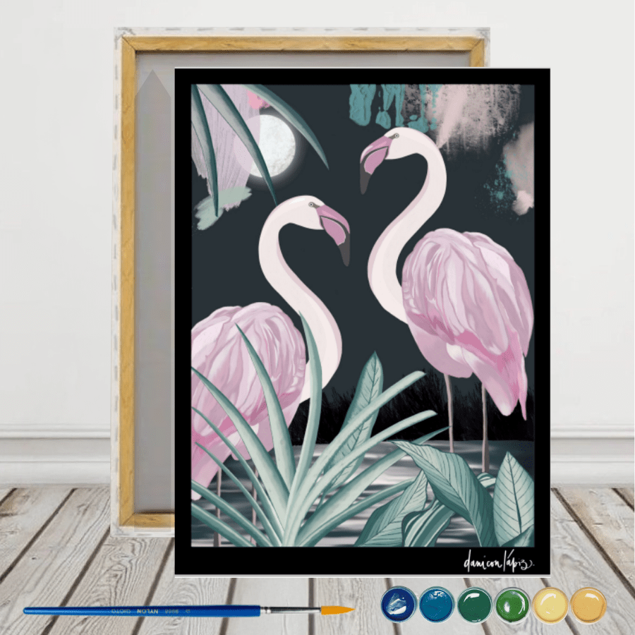 Flamencos by @Daniconlápiz Pintura por números 30x40 con bastidor