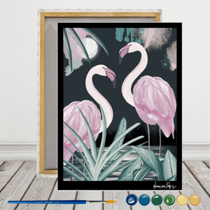 Flamencos by @Daniconlápiz Pintura por números 30x40 con bastidor