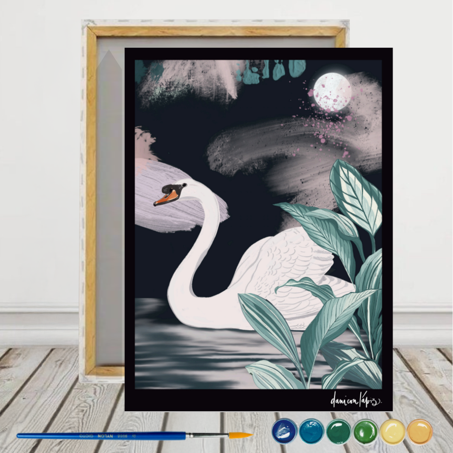 Cisne by @Daniconlápiz Pintura por números 30x40 con bastidor