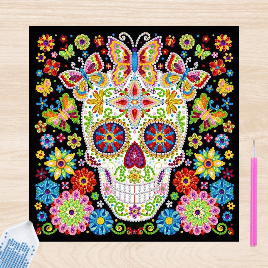 Pintura con Diamante Calavera 30X30 parcial