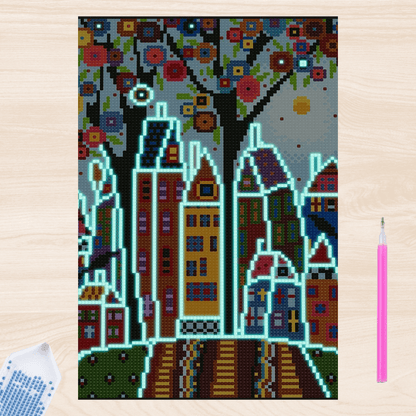 Pintura con Diamantes Ciudad 30X40