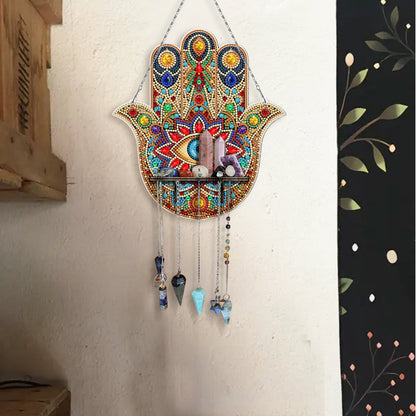 Pintura con Diamantes Colgante Mano de Fátima