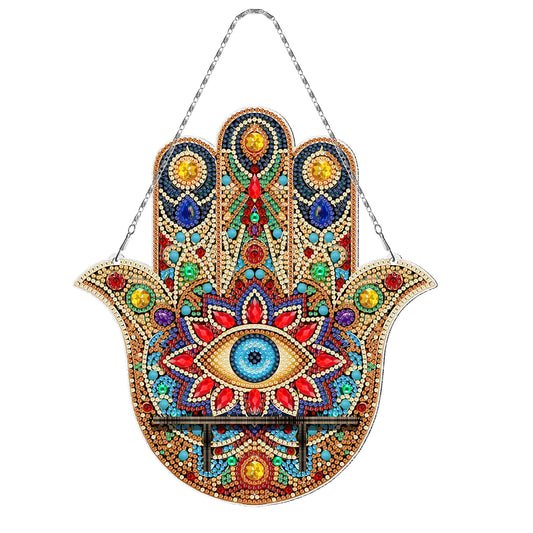 Pintura con Diamantes Colgante Mano de Fátima