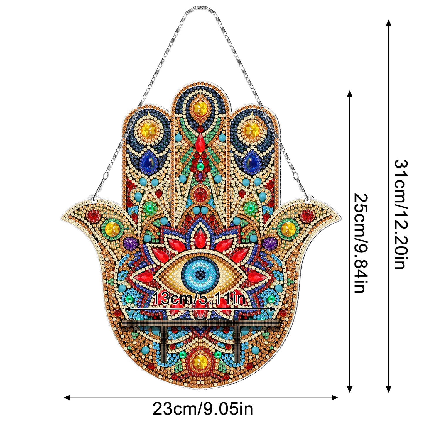 Pintura con Diamantes Colgante Mano de Fátima