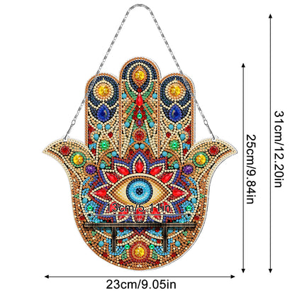 Pintura con Diamantes Colgante Mano de Fátima