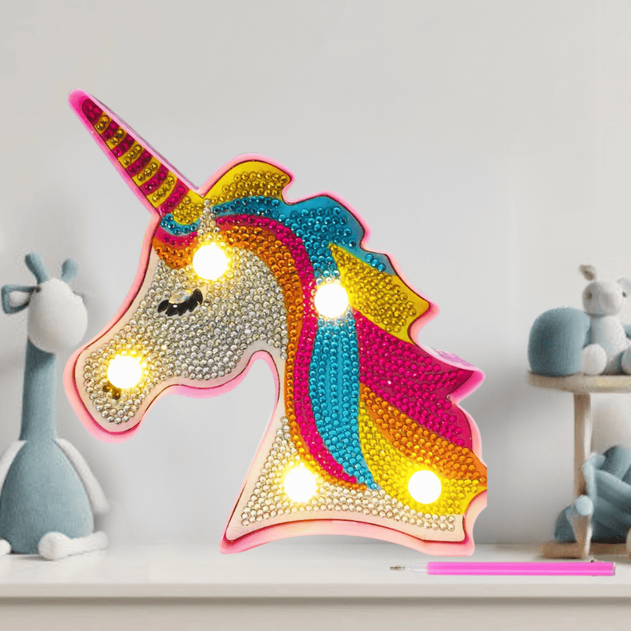 Pintura con Diamantes Lámpara con Luz Led Unicornio