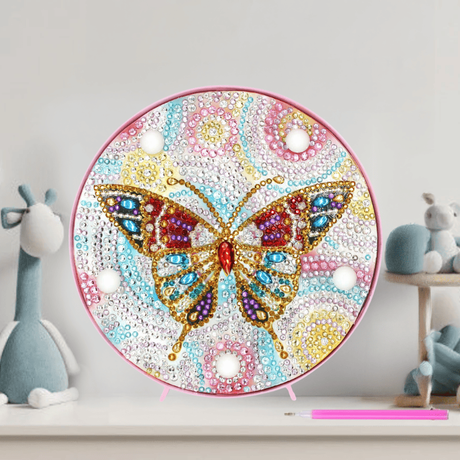 Pintura con Diamantes Lámpara con Luz Led  Mariposa