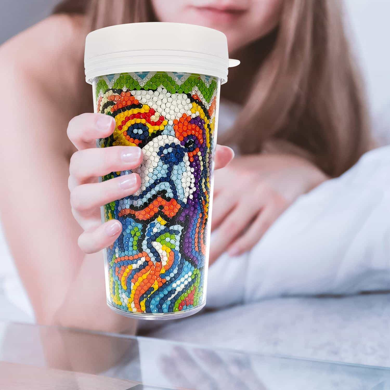 Pintura con diamantes vaso térmico Perro