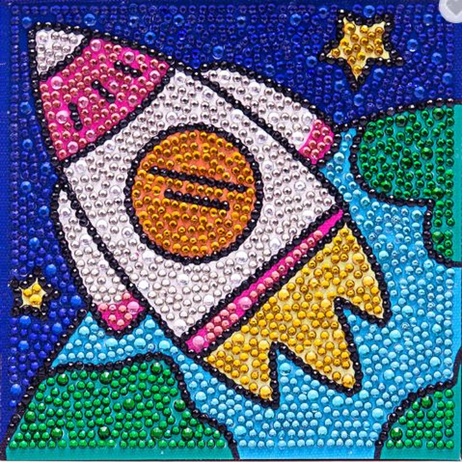 Pintura con Diamantes para Niños Cohet 15X15 con Marco