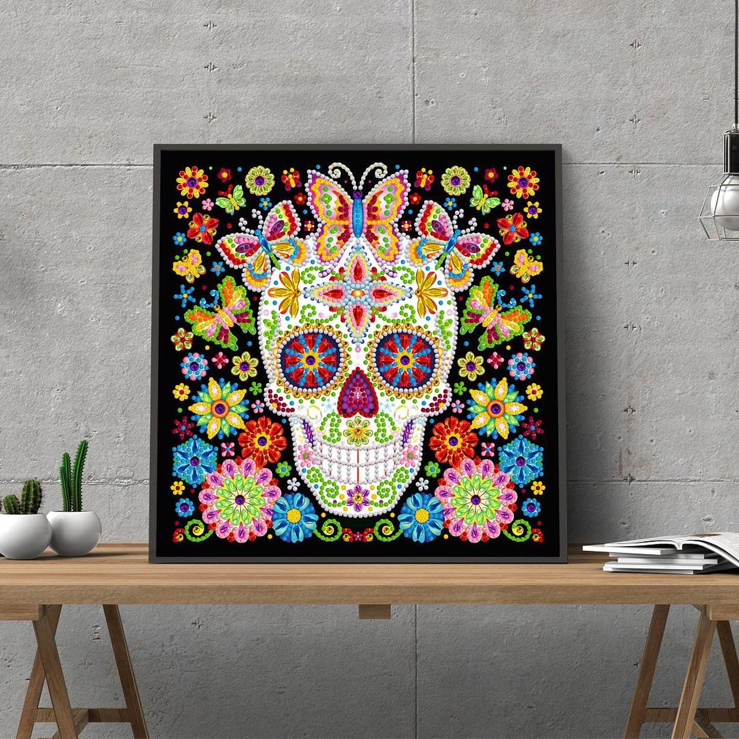 Pintura con Diamante Calavera 30X30 parcial