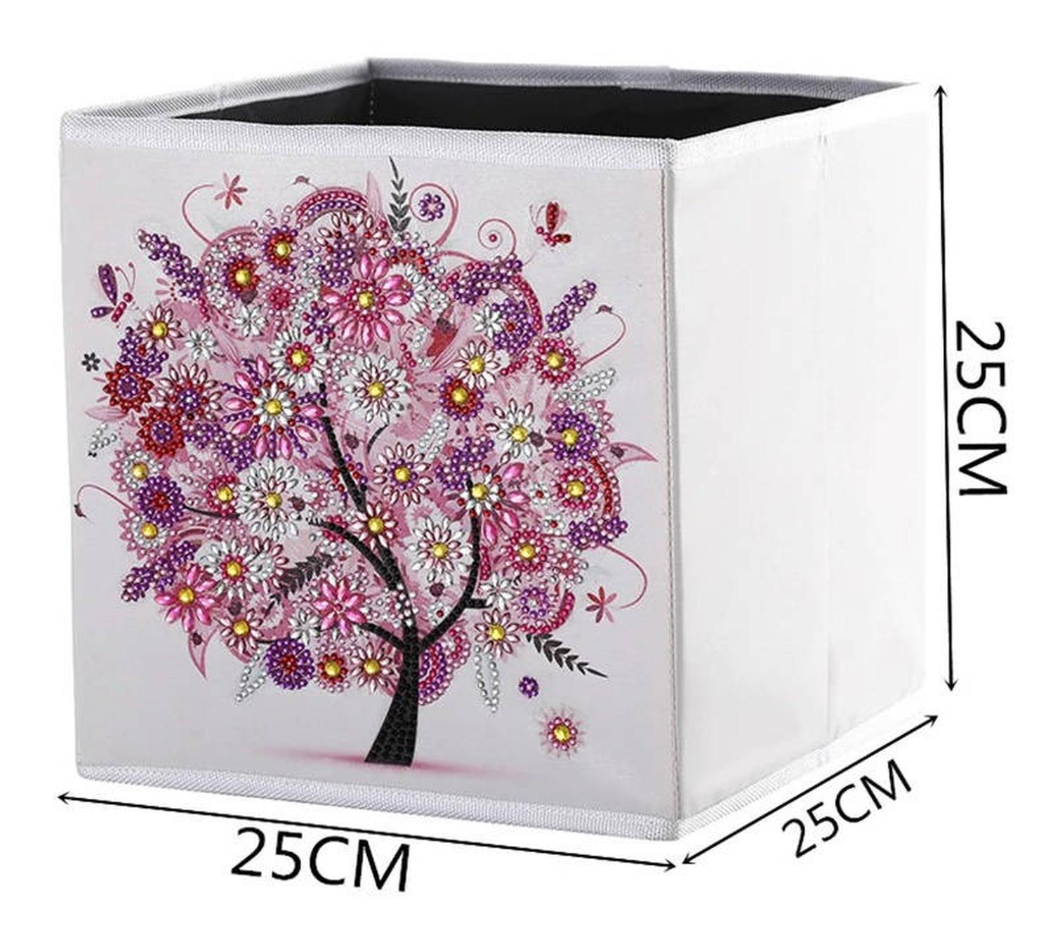 Pintura con Diamantes Caja Organizadora Árbol Rosado