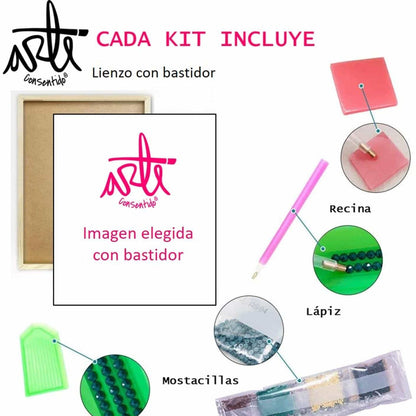 Pintura con diamantes Tucanes by @Daniconlapiz 30x40 con bastidor (diamante redondo)