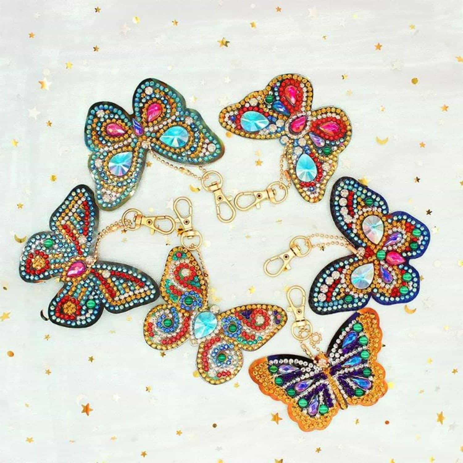 Pintura con Diamantes Llavero Mariposa (6 u)