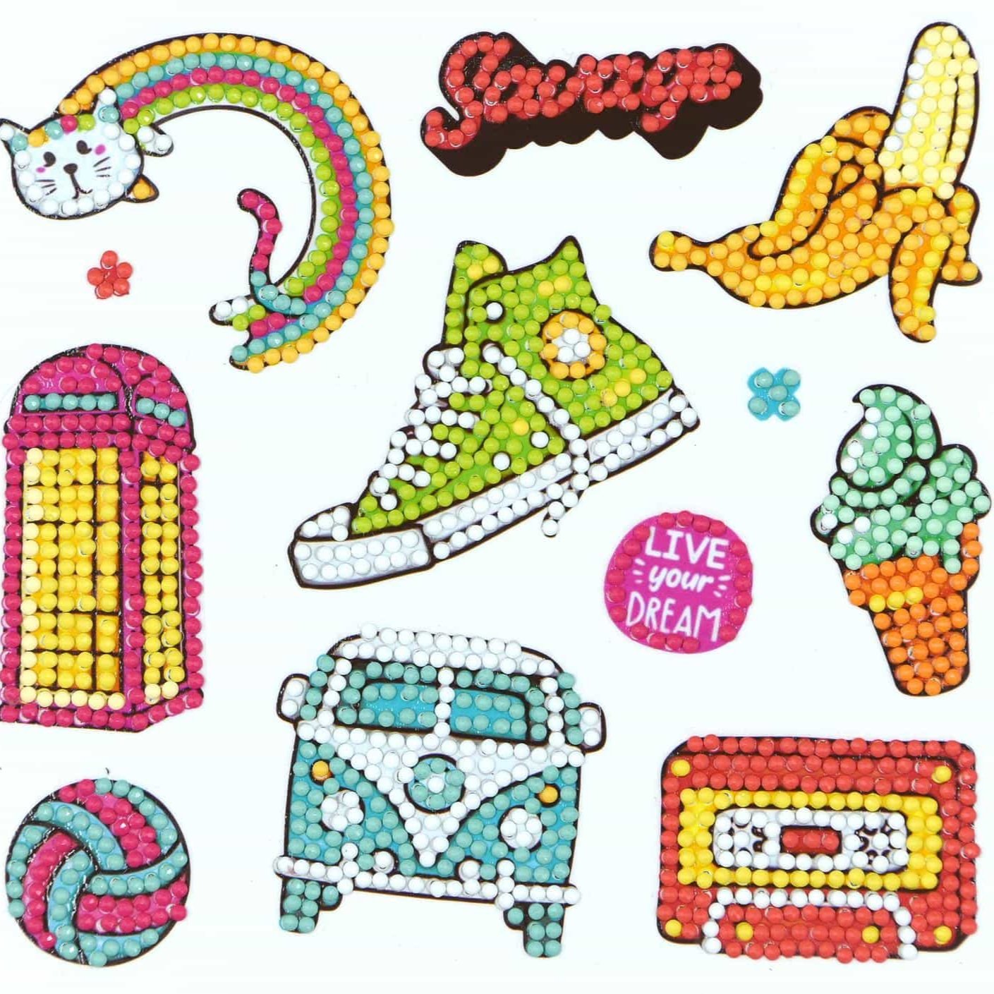 Pintura con diamantes set stickers Retro