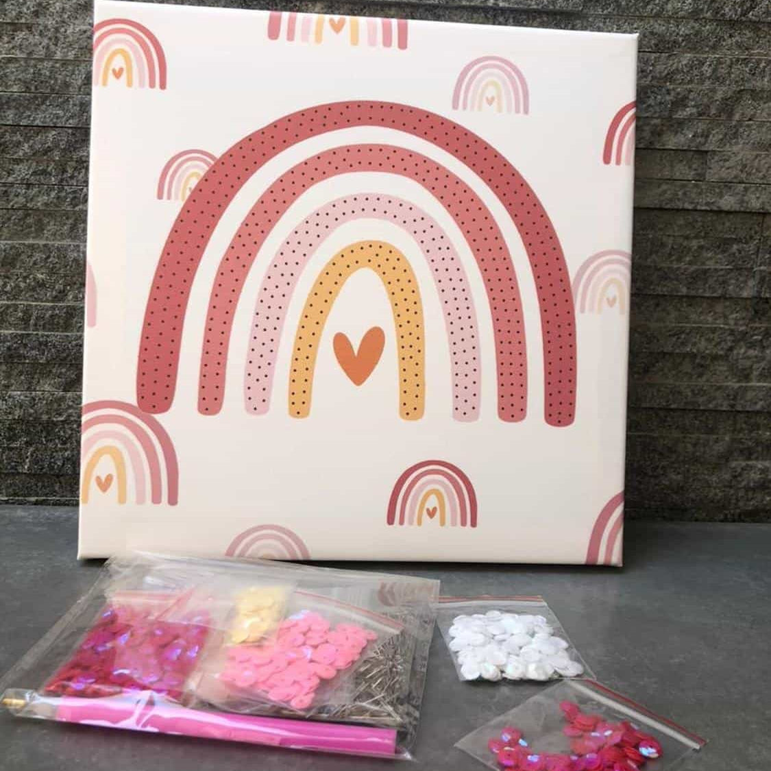 Arte en lentejuelas arcoiris 25x25 cm con bastidor
