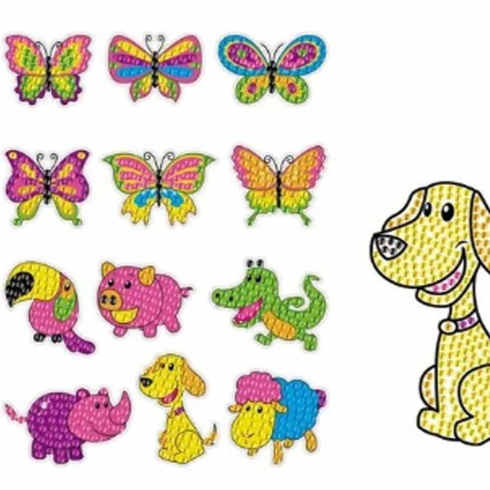 Pintura con diamantes set stickers Perros y mariposas