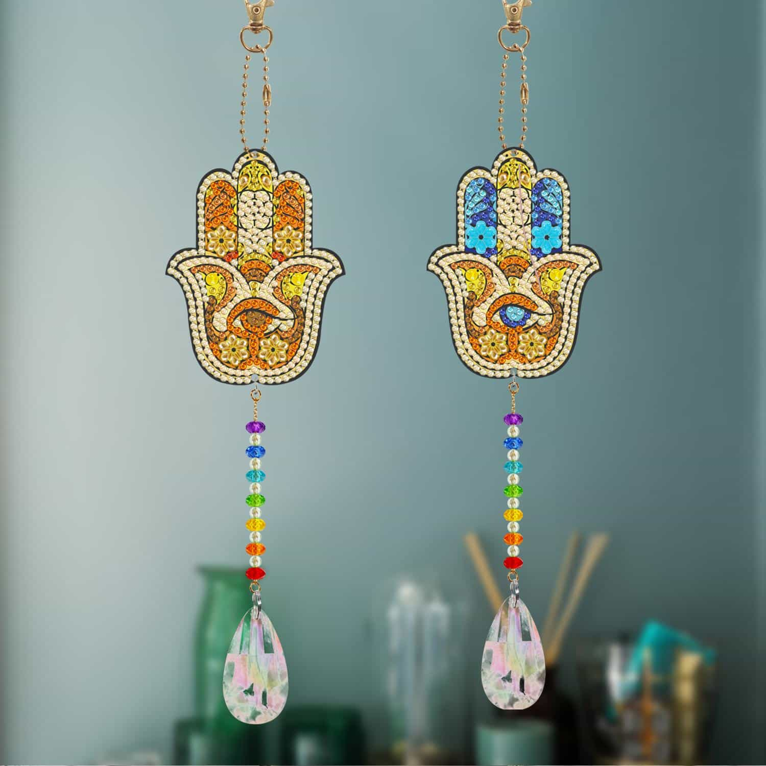 Pintura con Diamantes Llavero Hamsa (2 unid)