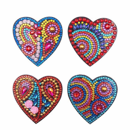 Pintura con Diamantes Magnetos Refrigerador Corazón (4 unid)