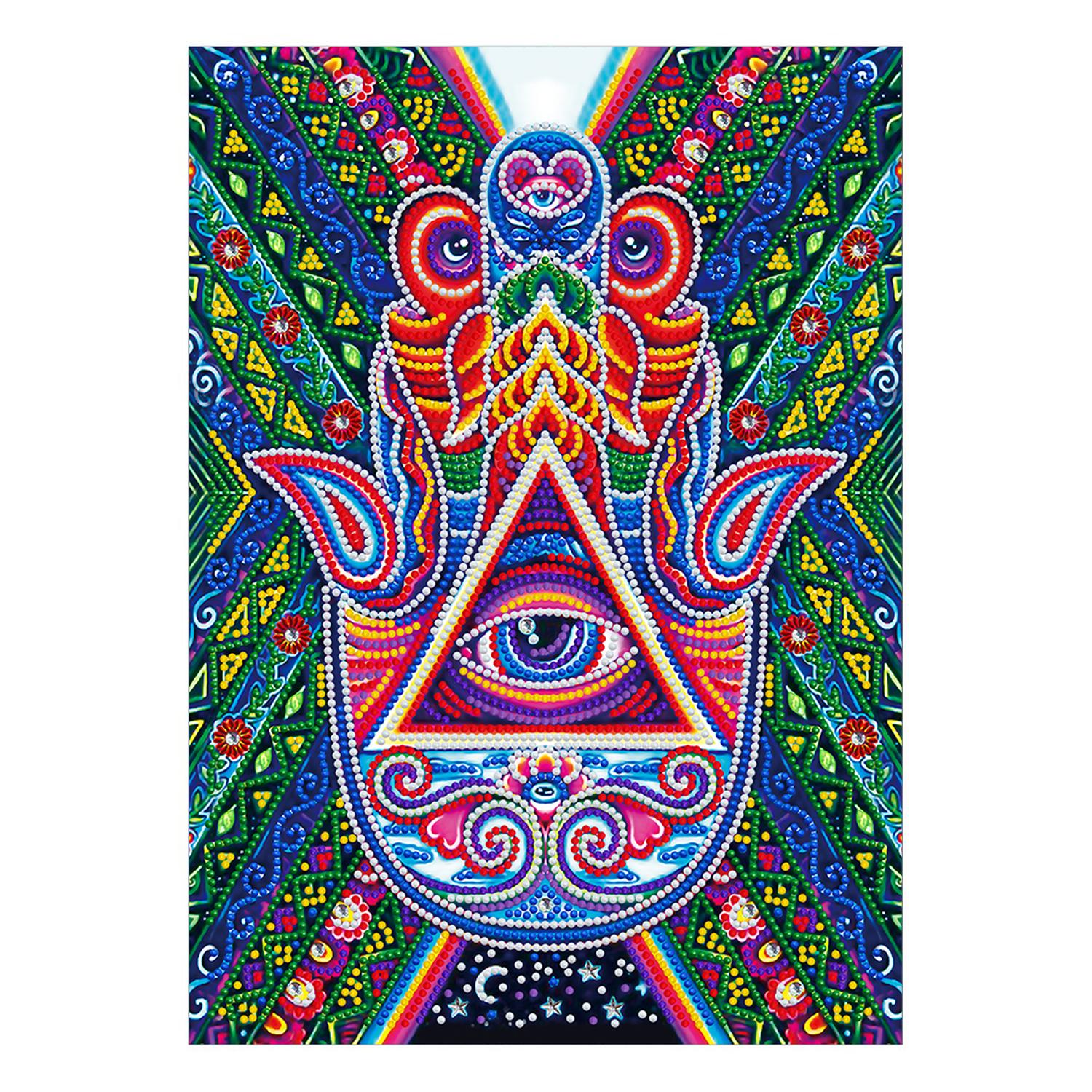 Pintura con Diamantes Luminoso Hamsa  30X40- Brilla en la Oscuridad