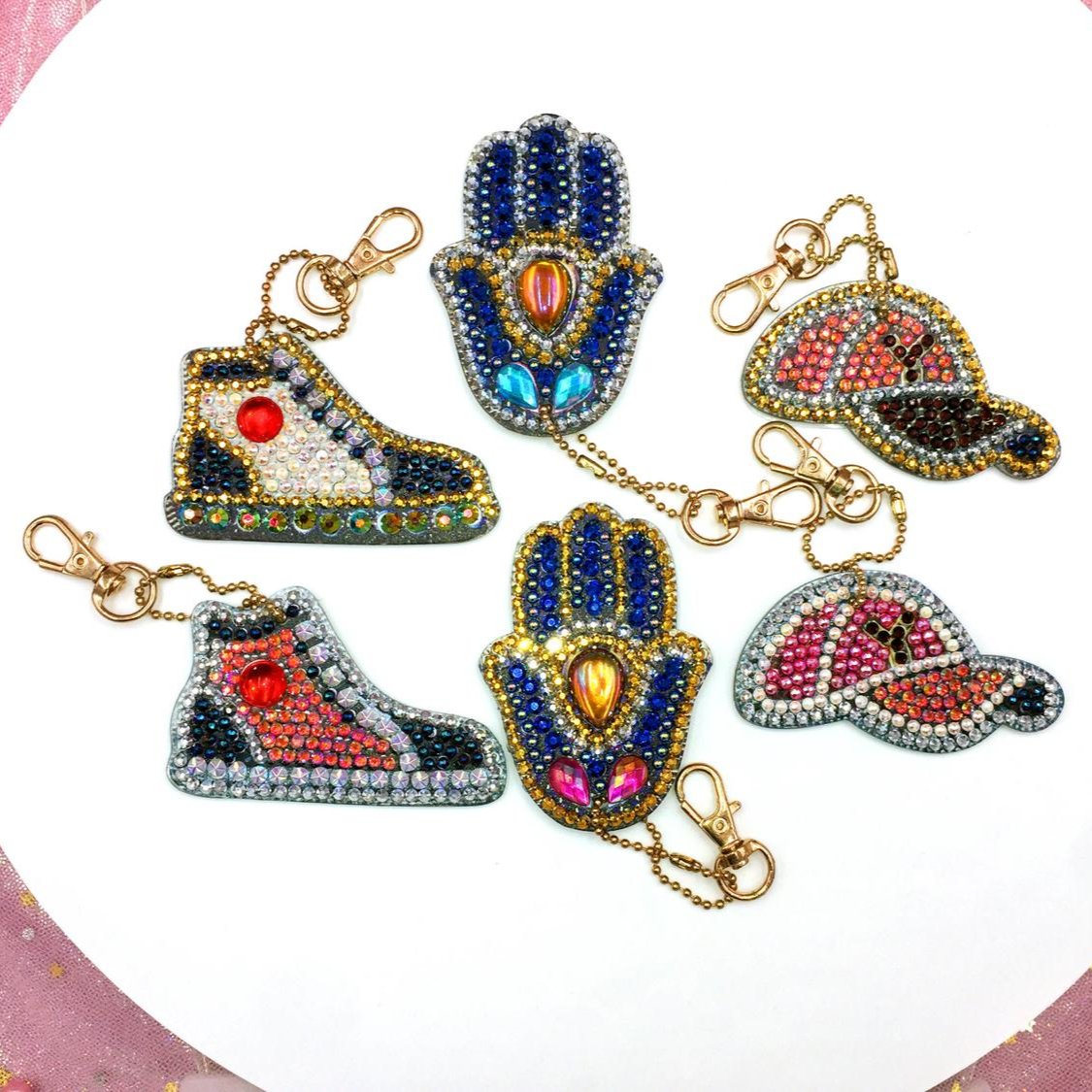 Pintura con Diamantes LLaveros Hamsa Zapatilla (6 u)