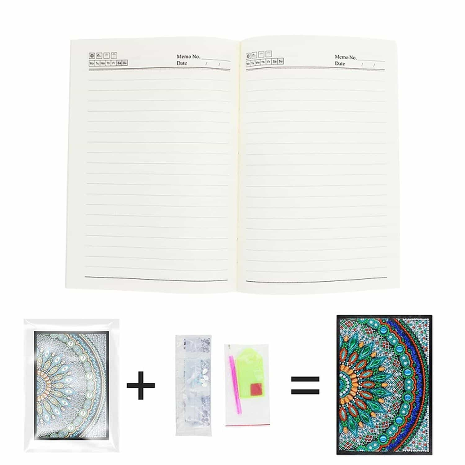 Cuaderno Mandala Verde Pintura con Diamantes 21X14 50 Páginas