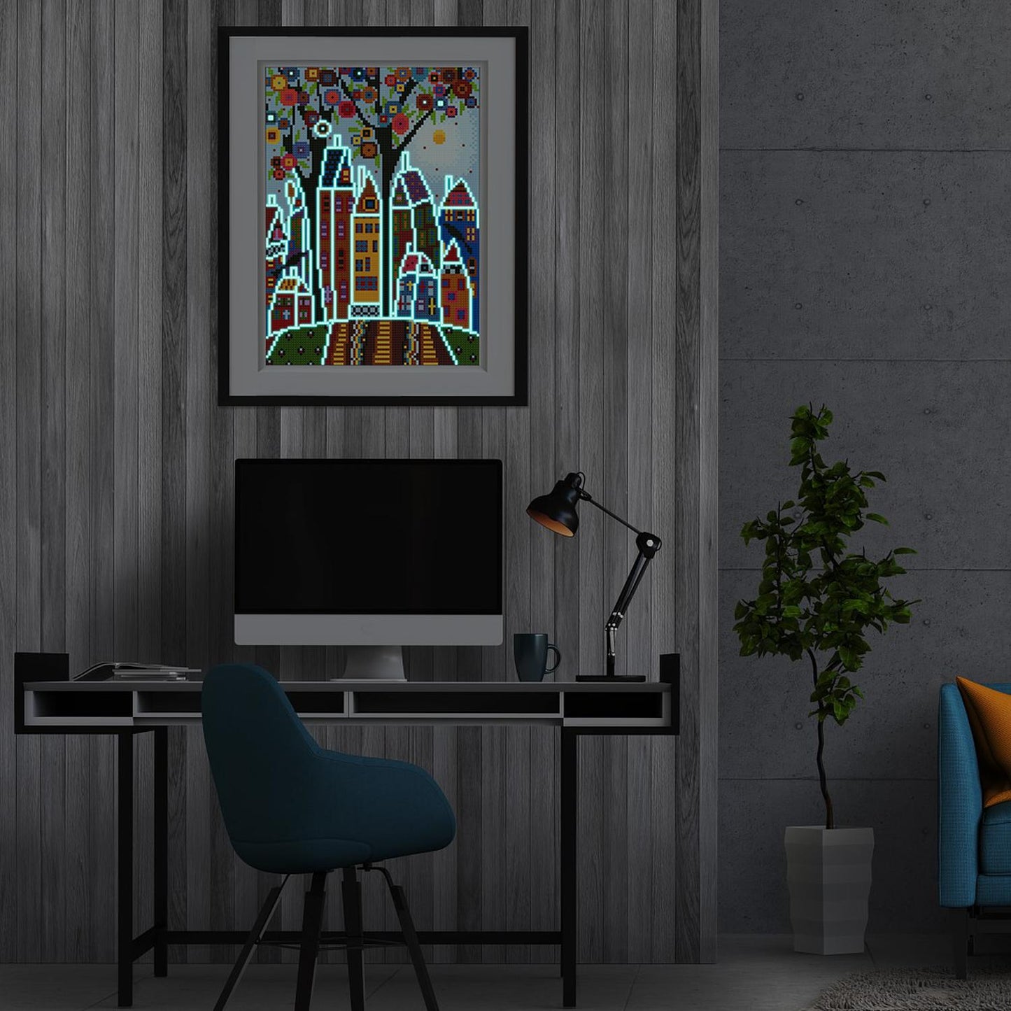 Pintura con Diamantes Ciudad 30X40