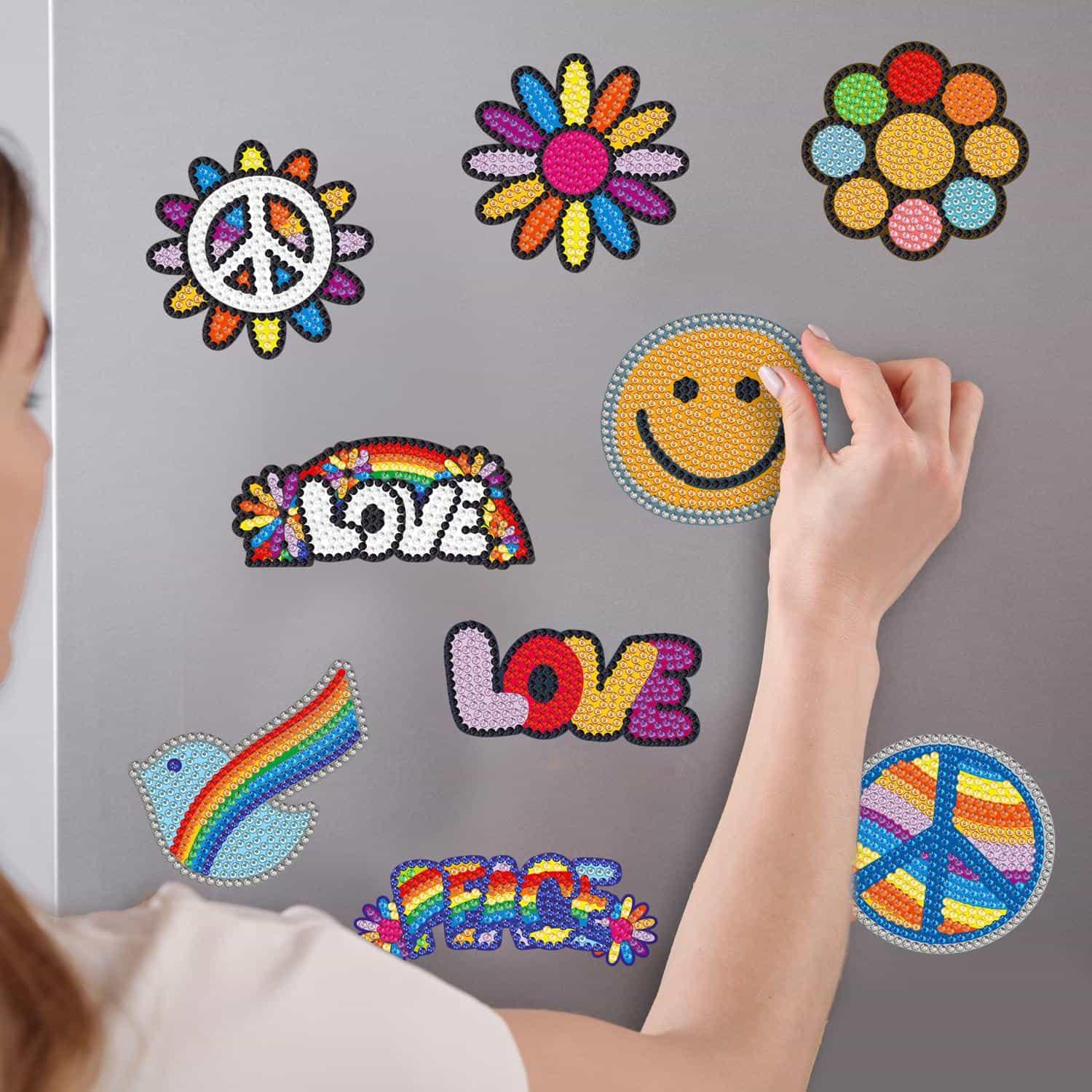 Pintura con diamantes set stickers Love peace