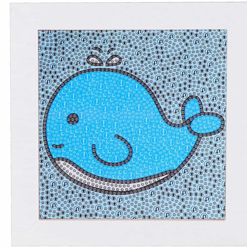 Pintura con Diamantes para Niños Ballena Azul 15X15 con Marco