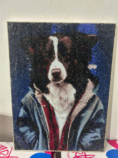 Pintura con Diamantes Border Collie 30x40 con Bastidor